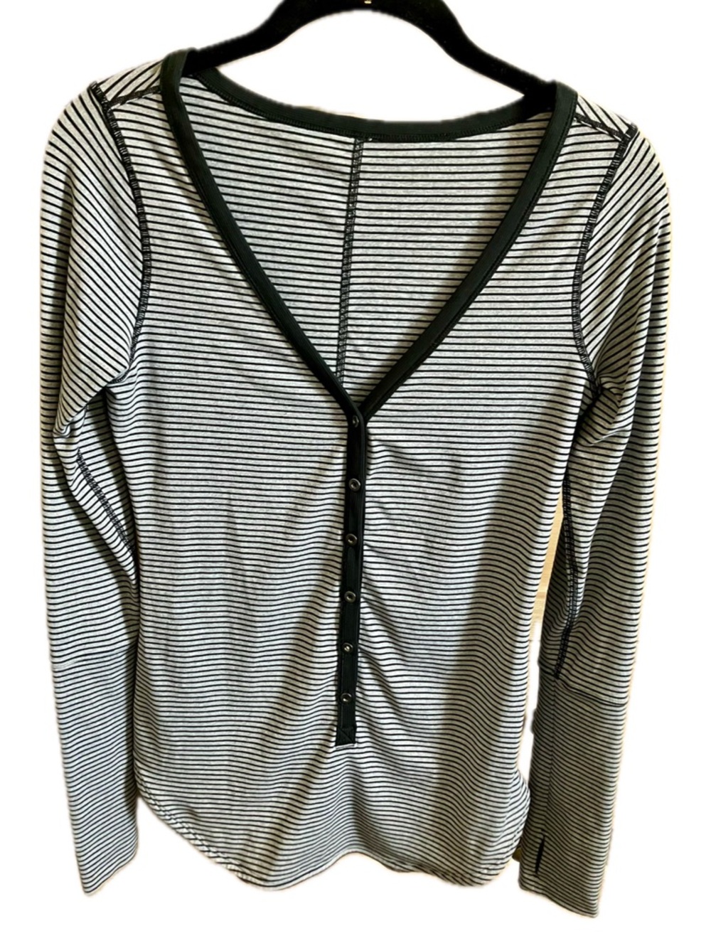 lululemon athletica Black & White Striped Long-Sleeve Henley